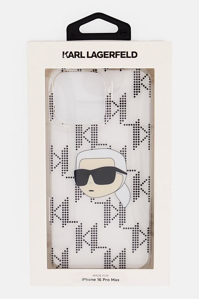 Karl Lagerfeld iPhone 16 Pro Max Electroplated Karl Head Monogram Design With Hard Case, Multicolor