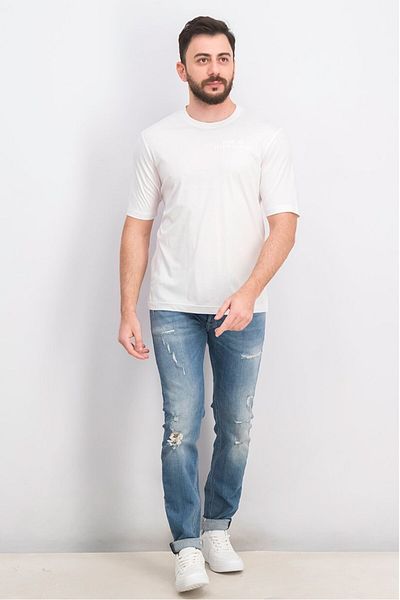 Diesel Men Crew Neck Short Sleeves Printed T-shirt, White