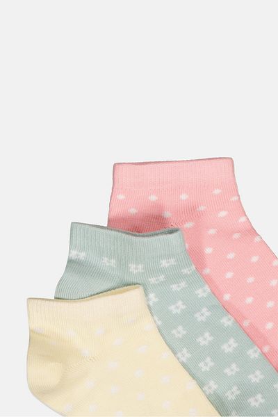 Bebe Kids Girl 5 Pairs Allover Print Ankle Socks, Multicolor