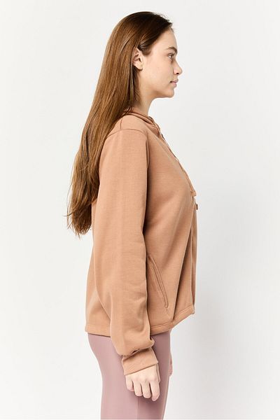 BSP Women Sportswear Fit Long Sleeves Outdoor Hoodie, Tan