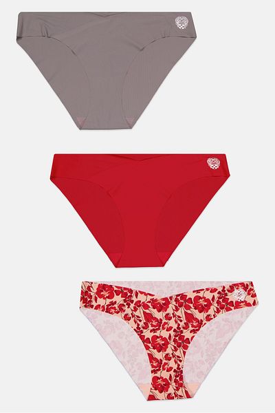 Vince Camuto Women 3Pcs Print Pull On Bikini Bottoms, Grey