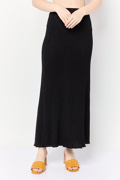 Reserved Women Metallic Maxi Skirt, Black