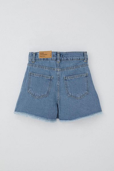 Breeze Girl's Jean Shorts Skirt Pocket Detailed Buttoned Tasseled 4-10 Years, Blue