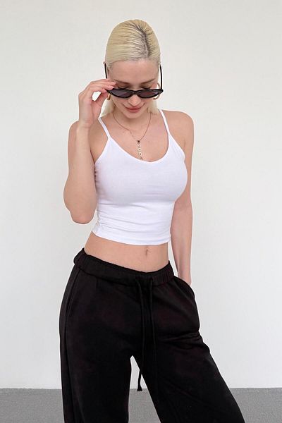 Madmext White Strap V-Neck Undershirt Mg2454