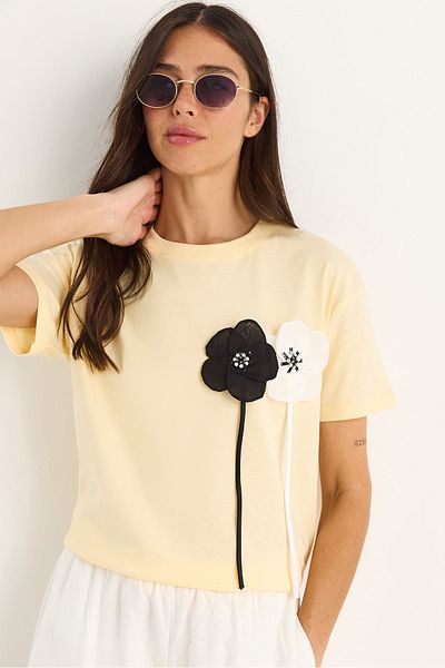 Bianco Lucci Women's Accessory Short Sleeve Cotton T-Shirt 60602041