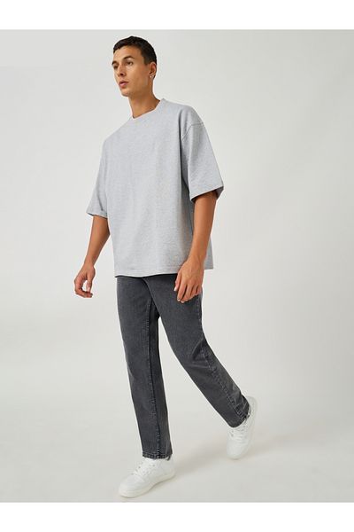 Styli Boxy Fit Terry T-Shirt with Turn-Up Sleeve