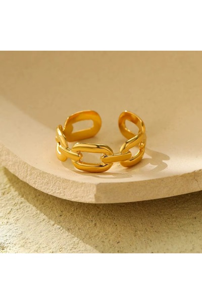 Siya Silver Kararmaz Çelik Gold Renk Ayarlanabilir Kadın Zincir Yüzük