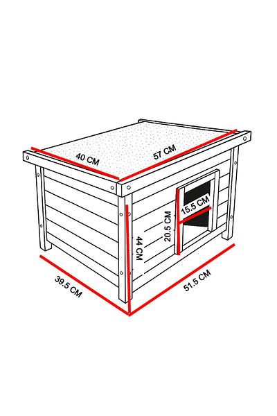 Buntz Casuta din lemn pentru caini, pisici, BUNTZ, lemn, acoperis rabatabil, din PVC, 57 x 44 x 40 cm, Gri