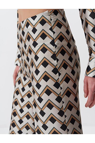 Jimmy Key High Waist Geometric Patterned Satin Pants