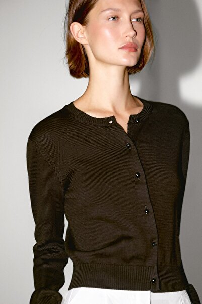 Massimo Dutti Parlak taşlı düğmeli triko hırka