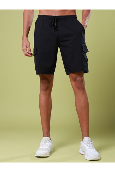 Technosport By Styli Solid Slim Fit Shorts with Drawstring