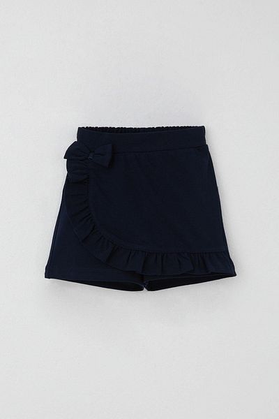 Breeze Girl's Shorts Skirt with Bow Accessory and Ruffles 3-8 Years, Navy Blue