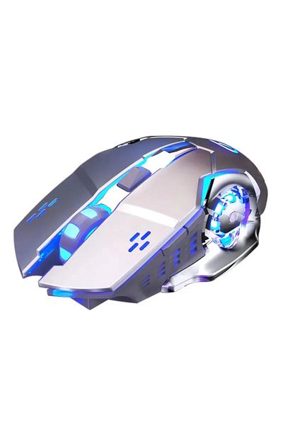 ABYZ Q13 Wireless Mouse Silent Multi-Device 6 Programmable Buttons RGB 2.4GHz DPI 1600 Ergonomic Grey