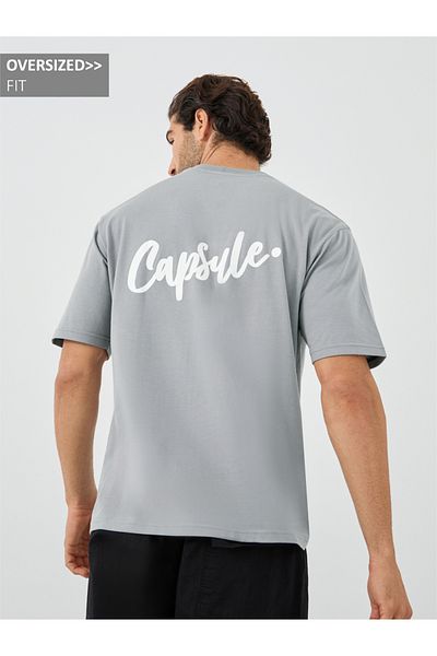 Styli Slogan Print Crew Neck Oversized T-Shirt