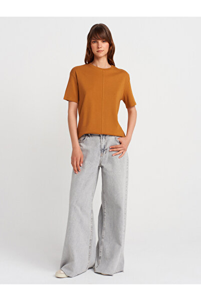 Dilvin 31218 Stitch Detailed T-Shirt-A.Tile