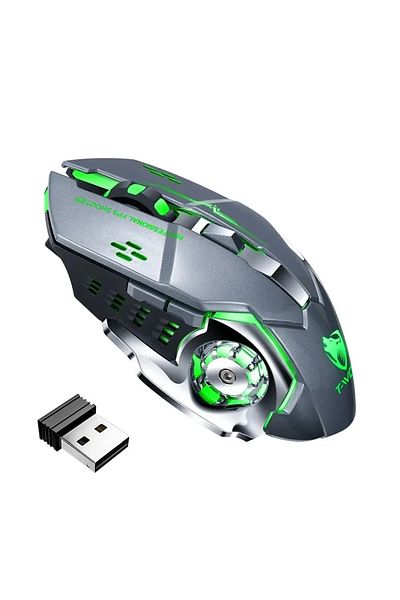 ABYZ Q13 Wireless Mouse Silent Multi-Device 6 Programmable Buttons RGB 2.4GHz DPI 1600 Ergonomic Grey
