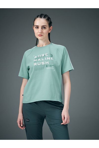 Technosport By Styli Slogan Print Crew Neck Stretch Crop T-Shirt