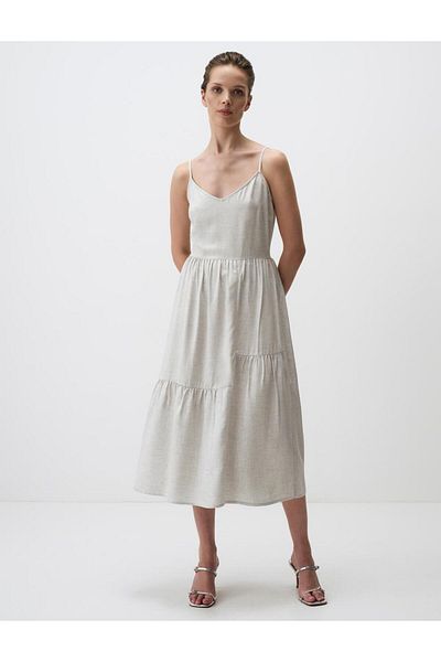 Jimmy Key V Neck Strappy Midi Dress