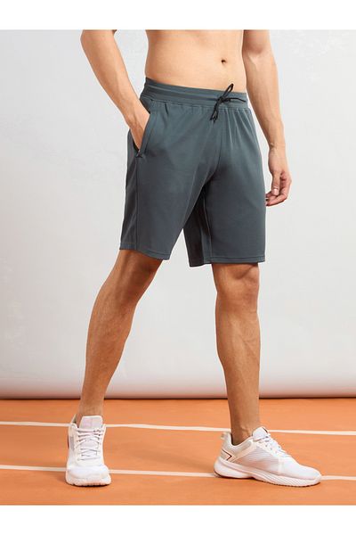 Technosport By Styli Solid Slim Fit Sports Shorts with Drawstring