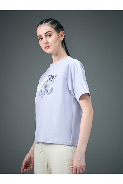 Technosport By Styli Graphic Print Crew Neck Stretch Crop T-Shirt
