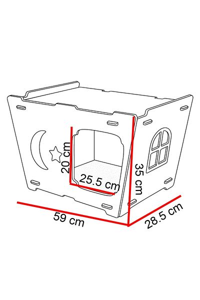 Buntz Casuta din MDF pentru pisici cu placi de zgariat, Buntz, pentru interior, 59x28.5x35cm, Maro