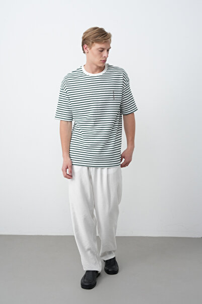 İLKCET MODA Ανδρικό μπλουζάκι με ριγέ Emerald Relaxed Fit