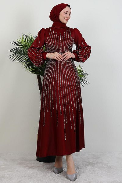 GİYZAMİLA Βραδινό φόρεμα Madame Giyza Βουργουνδία