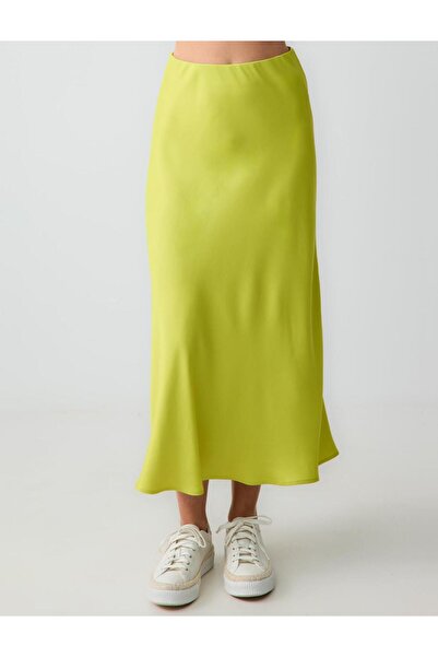 Jimmy Key High Waist Midi Satin Skirt