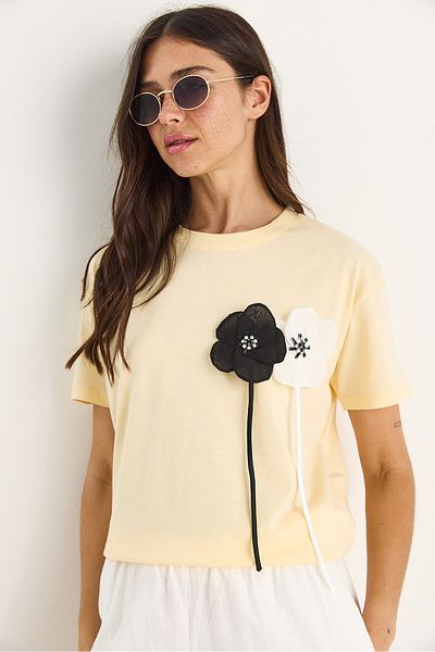 Bianco Lucci Women's Accessory Short Sleeve Cotton T-Shirt 60602041