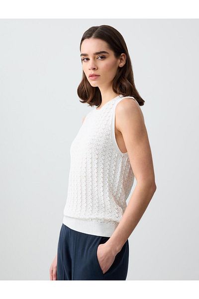 Jimmy Key Slim Fit Round Neck Openwork Sweater Sweater