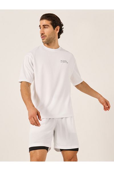 Styli Minimal Printed Mesh T-Shirt and 2in1 Shorts Set