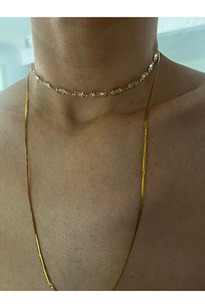 Hoop jewelery Stone Chain Choker Necklace