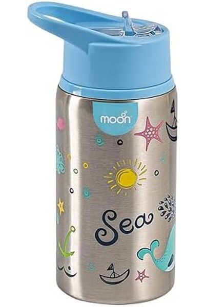 Moon Single Wall SS Sipper Bottle 90x75x182mm 530ml / 18oz-Blue