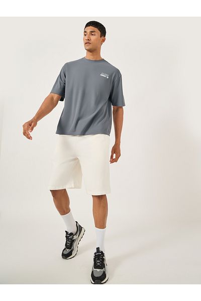 Styli Slogan Print Micro Pique Oversized T-Shirt