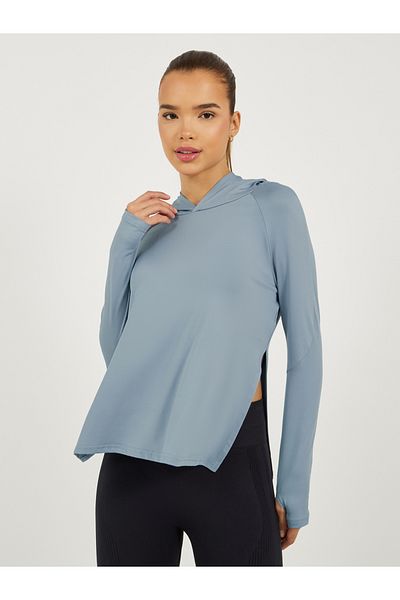 Styli Side Slit Hooded Long Sleeve Top
