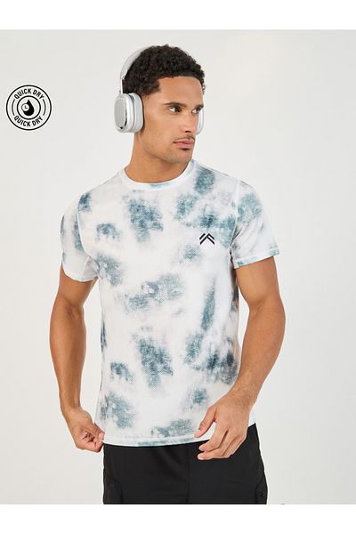 Styli Tie-Dye Print Workout T-Shirt with Logo Detail