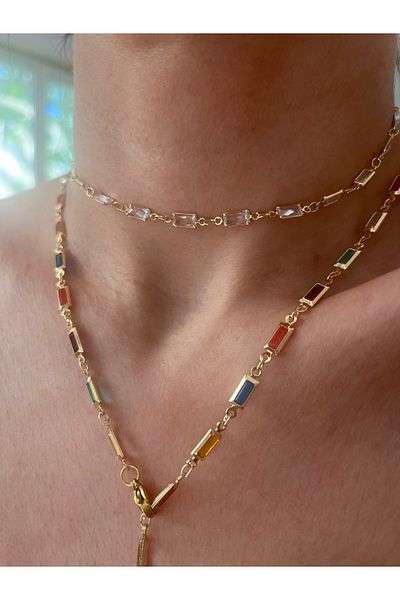 Hoop jewelery Stone Chain ​​Choker Necklace