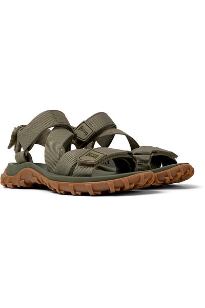 CAMPER Women's Green Summer Hook And Loop Sandals Lightweight Soft Flat Sole DriftTrail