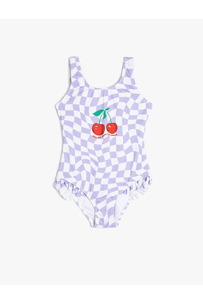 Koton Ruffle Detailed Cherry Printed Swimsuit