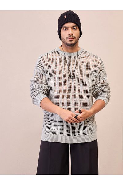 Mascln Sassafras By Styli Textured Oversized Crochet Sweater
