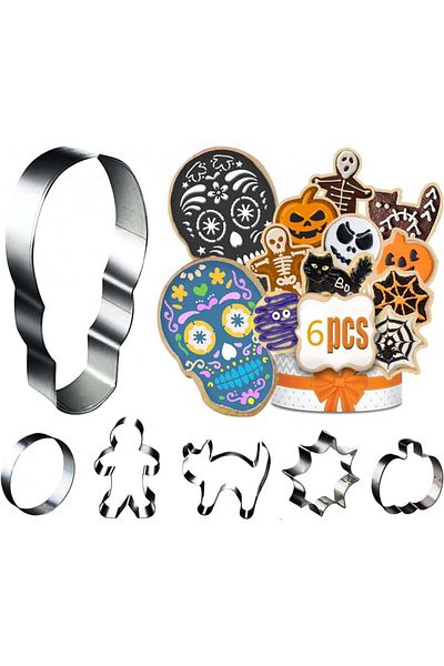Powerful Set of 18 Powerful Halloween cake molds, stainless steel, silver