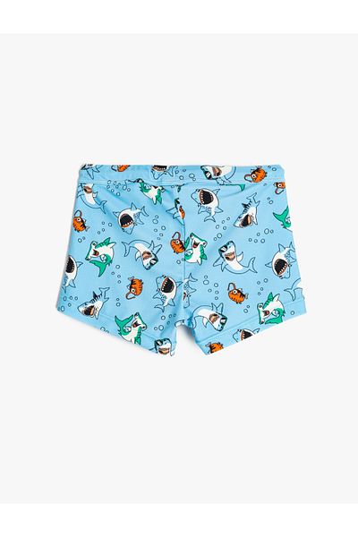 Koton Pantaloni scurți de baie cu imprimeu Shark cu legare în talie