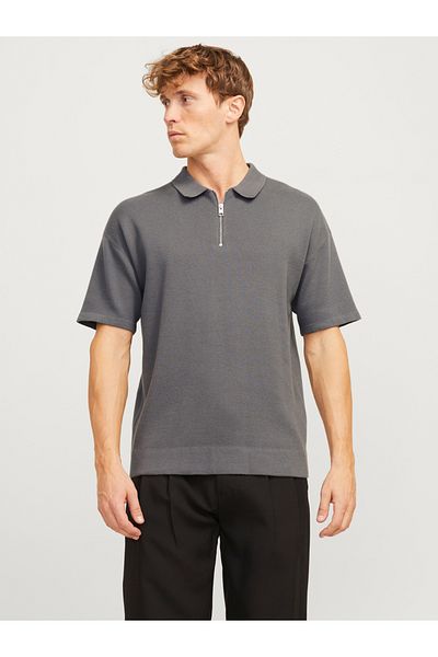 Jack & Jones Solid Half Zip Polo T-Shirt