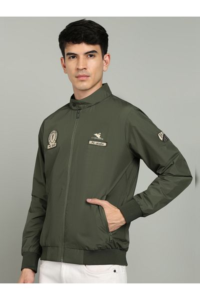 Fort Collins By Styli Fort Zipper High Neck Jacket with Badge Detail