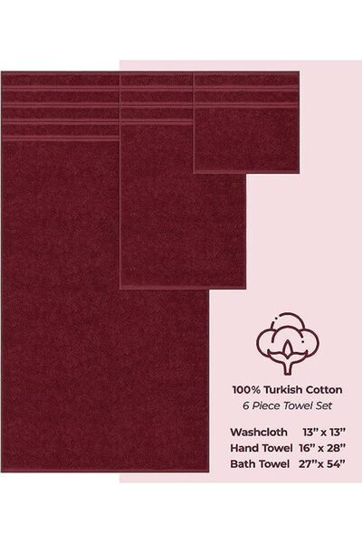 Safi Plus Bath Towel Set Premium Quality [Pack of 6] 100% Combed Cotton 600 GSM, Super Soft & Absorbent Finger