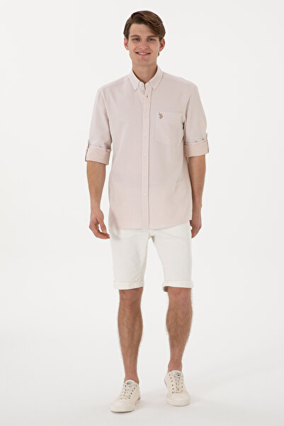 U.S. Polo Assn. Men's Camel Regular Fit Pocket Shirt 50306340-Vr015