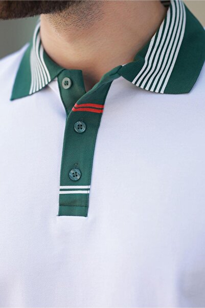 Madmext White Polo Neck Men's T-Shirt E7147