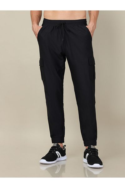 Technosport By Styli Men Solid Slim Fit Cargo Track Pants with DURACOOL+