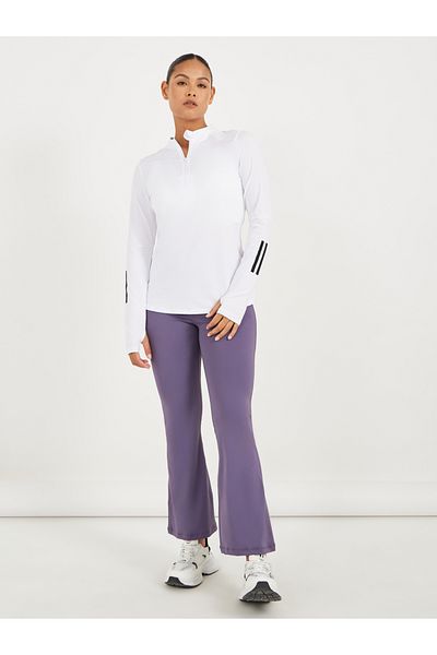 Styli Half Zip Dual Striped Long Sleeve Top