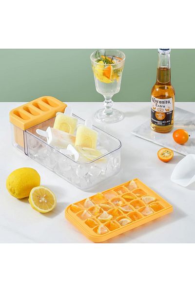 Glaxcidy ice cream mold with space for ice cubes, polypropylene, transparent/orange